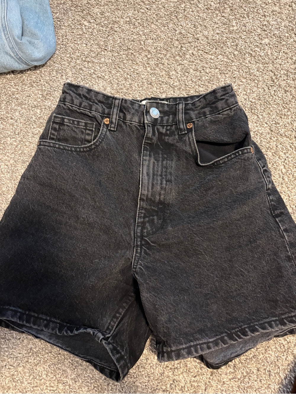 Zara Black Washed Denim Shorts